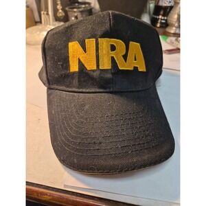 NRA Hat Ball Cap Black Yellow Adjustable National Rifle Association USA Flag